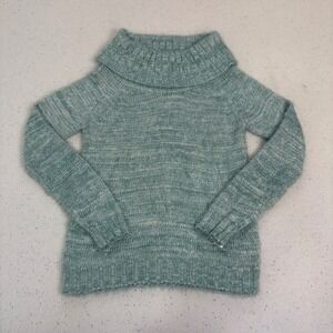 Chunky Knit Cowl Neck Sweater Seafoam Teal Marled MARBLE NWT US S European